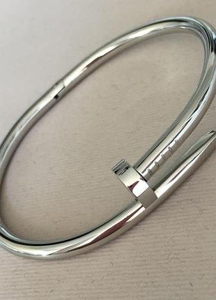 Гіпоалергенний позолочений браслет цвях з лого з медичної сталі (stainless steel)