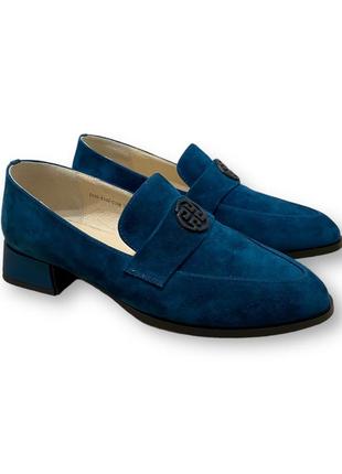 Туфли женские синие замшевые на низком каблуке p936-k440-g19a brokolli 25343 фото