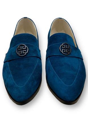 Туфли женские синие замшевые на низком каблуке p936-k440-g19a brokolli 25346 фото