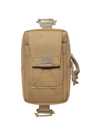 Сумка подсумок чехол для телефона на лямку рюкзака shoulder или на пояс песочный койот с системой molle3 фото