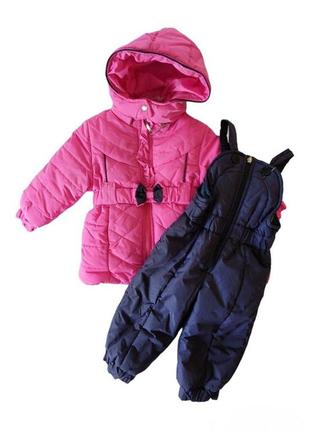 Комбинезон зимний теплый комплект куртка и комбинезон для девочки с капюшоном синтепон, мех одягайко 80 р.см-5
