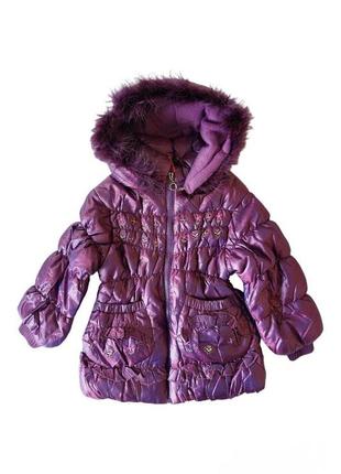 Куртка теплая демисезон, теплая зима для девочки с капюшоном на синтепоне, флис 92 размер см-151 фото