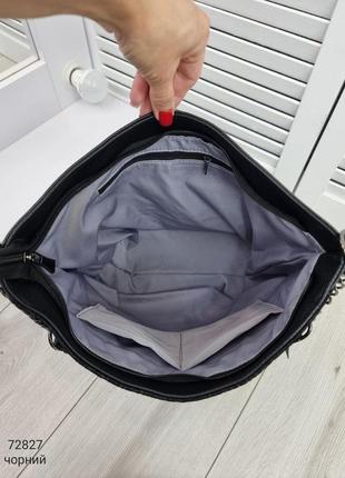 Черная замшевая женская сумка мешок натуральная замша+экокожа5 фото
