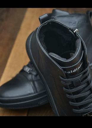 Кожаные мужские зимние ботинки/высокие кеды baldinini на меху