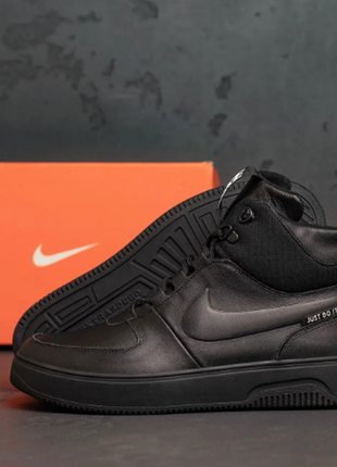 Мужские зимние ботинки nike black leather nв14-1