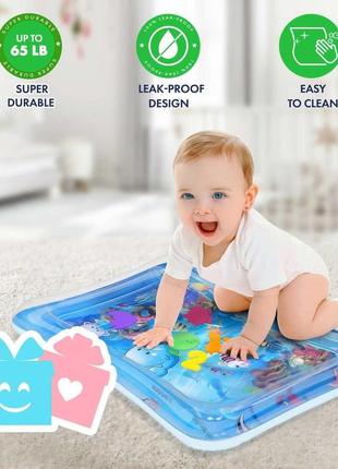 Water mat baby, jund baby water play mat toys 3 6 9 months, надувний водний килимок, сенсорна іграшка, toddler water play mat, гер2 фото