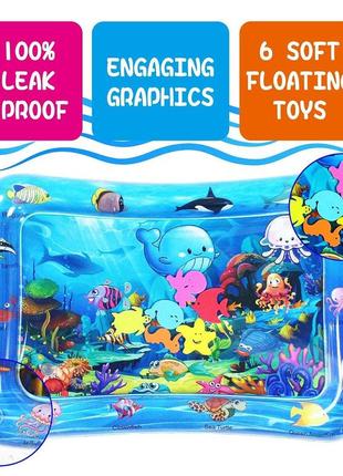 Water mat baby, jund baby water play mat toys 3 6 9 months, надувний водний килимок, сенсорна іграшка, toddler water play mat, гер1 фото