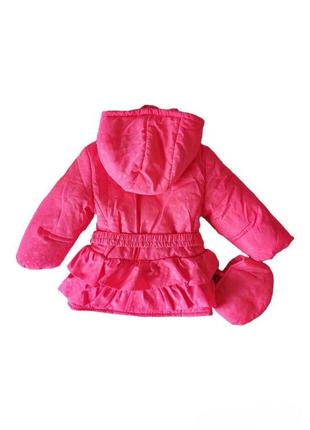 Куртка тепла зимова для дівчинки з капюшоном та сумочкою фліс одягайко 98, 110 розмір см-193 фото