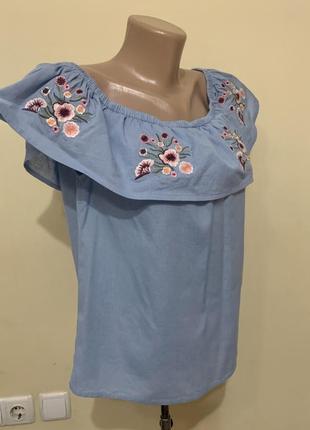 Блузка вышиванка голубая dorothy perkins размер m/103 фото