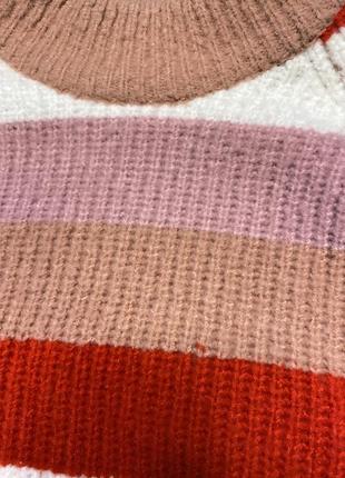 Яскравий светр в смужку рукав реглан овер сайз лонгслив смугастий2 фото