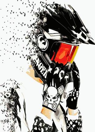 Картина за номерами strateg преміум мото-гонщик розміром 40х50 см (dy228)