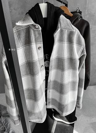 Сорочка оверсайз в клітинку сіра