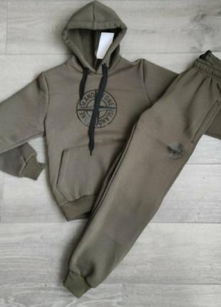 Підлітковий спортивний костюм хакі stone island1 фото