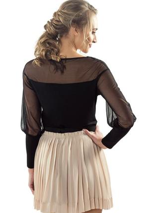 Женская нарядная блуза черного цвета с прозрачными вставками из сетки. модель brenda eldar2 фото