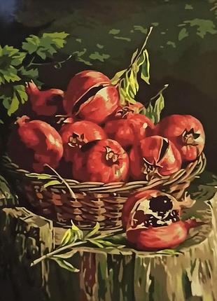 Картина за номерами strateg преміум збір гранату розміром 40х50 см (gs029)