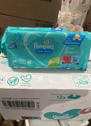 Детские влажные салфетки pampers freah clean 52 шт.