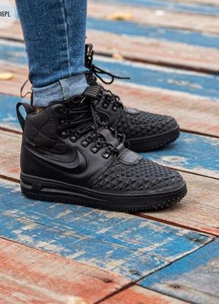 Мужские, зимние кроссовки на меху nike air force lf1 duckboot 17 black winter