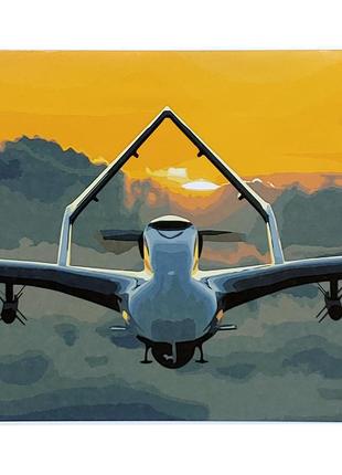 Картина за номерами strateg преміум байрактар на заході сонця з лаком розміром 40х50 см (sy6937)