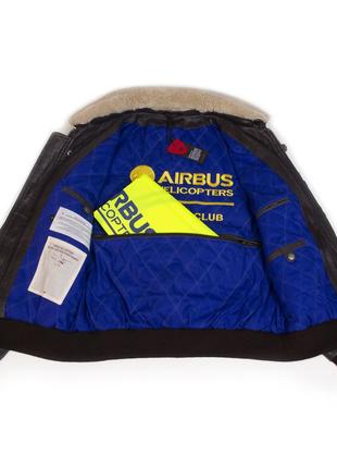 Чоловіча льотна куртка пілот airbus шкіряна темно-коричнева9 фото