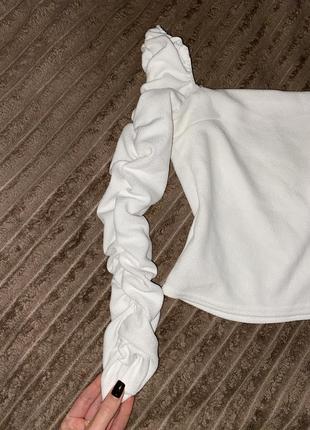 Белый лонгслив блуза женская xs-s топ белый4 фото