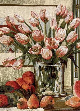 Картина на гобеленые натюрморт с тюльпанами 70*110 см бельгия4 фото