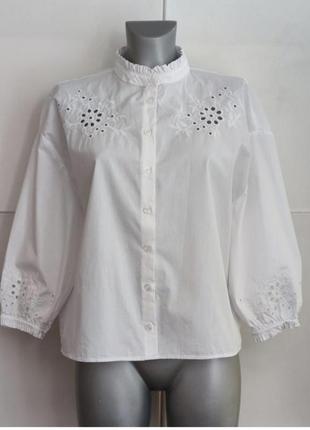 Блуза белая la redoute с кружевом1 фото