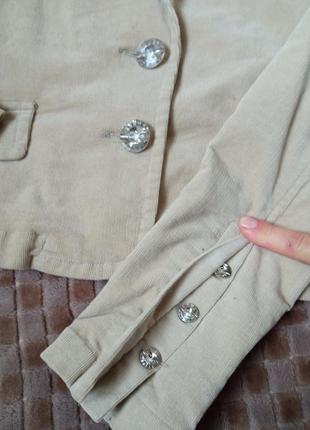 Вельветовый пиджак песочного цвета/ короткий пиджак5 фото