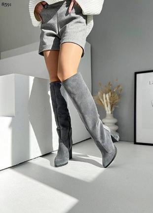 Стильные женские сапоги с утяжеленным каблуком деми/зима в наличии и под отшив 💛💙🏆6 фото