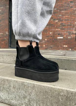 Зимние угги ugg neumel chelsea black platform