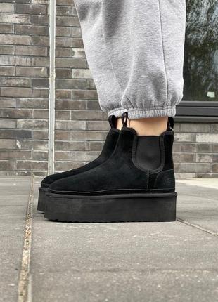 Зимние угги ugg neumel chelsea black platform4 фото