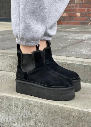 Зимние угги ugg neumel chelsea black platform2 фото