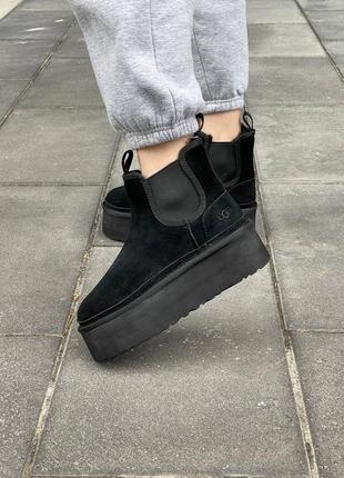 Зимние угги ugg neumel chelsea black platform5 фото