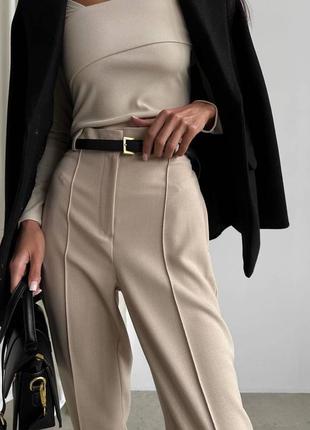 Жіночі класичні завужені штани- брюки з костюмноі  тканини3 фото