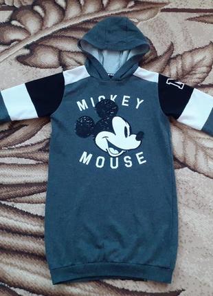 Фірмова сіра туніка,кофтинка з капюшоном disney primark з міккі дівчинці р.134-140