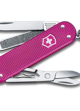 Ніж-брелок victorinox classic sd alox colors flamingo party 58 мм, 5 функцій, рожевий (0.6221.251g)