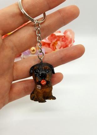 🌼🐕 милый брелок для ключей "коричневый щенок ротвейлер" собака6 фото