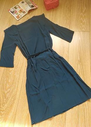 Сукня, плаття візкоза, з воланом, смарагдового кольору7 фото