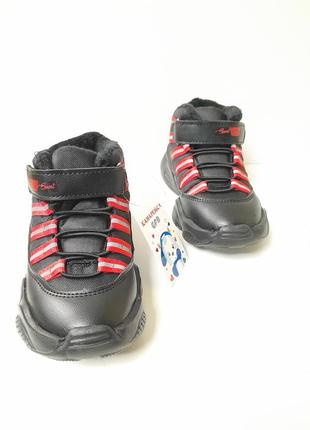 Кросівки -  ботинки дитячі чорні з червоним на липучці демісезонні  т-5119 . розміри:26,27,28,29,30,2 фото