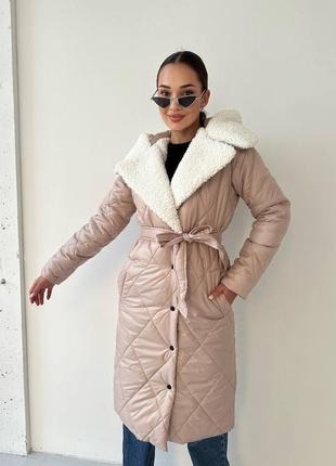 Женское стеганое зимнее пальто 42-48р2 фото