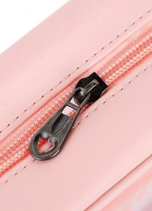 Жіноча косметичка washbag органайзер з одною ручкою середня рожева5 фото