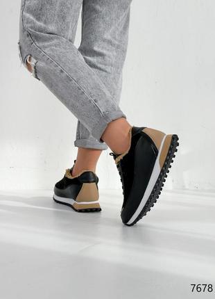 Стильные черные зимние женские кроссовки, эко-кожа/эко-мех,женская обувь на зиму 20247 фото