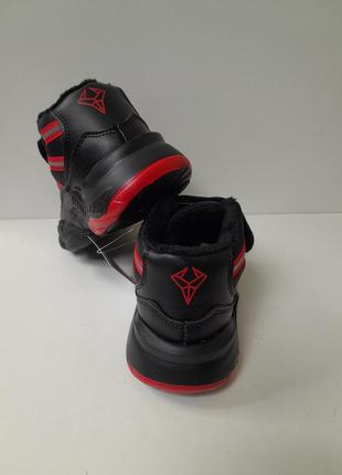 Кросівки -  ботинки дитячі чорні з червоним на липучці демісезонні  т-5119 . розміри:26,27,28,29,30,5 фото