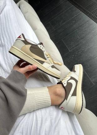 Кросівки nike air jordan 1  retro low og sp travis scott reverse mocha