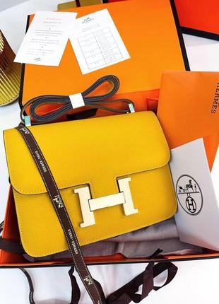 Желтая горчичная сумка эрме hermes constance