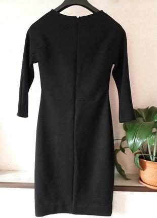 Женское черное платье миди zara футляр бандажное повседневное с рукавом зима весна осень6 фото