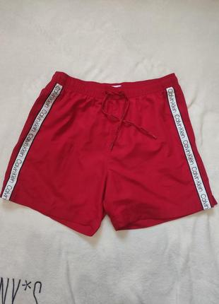 Шорти на лампасах calvin klein taped drawstring swim red