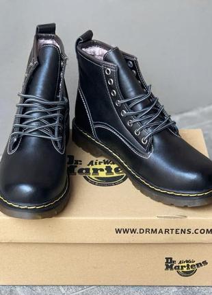 Зимові чоботи dr. martens 101 smooth black хутро4 фото