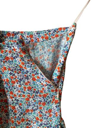 Юбка ярусная, а-силуэт, юбка мини в цветочный принт, натуральная ткань6 фото