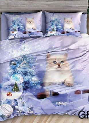 Комплект постельного белья фланель новогодний принт