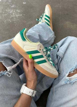 Женские кроссовки adidas samba x wales bonner green premium